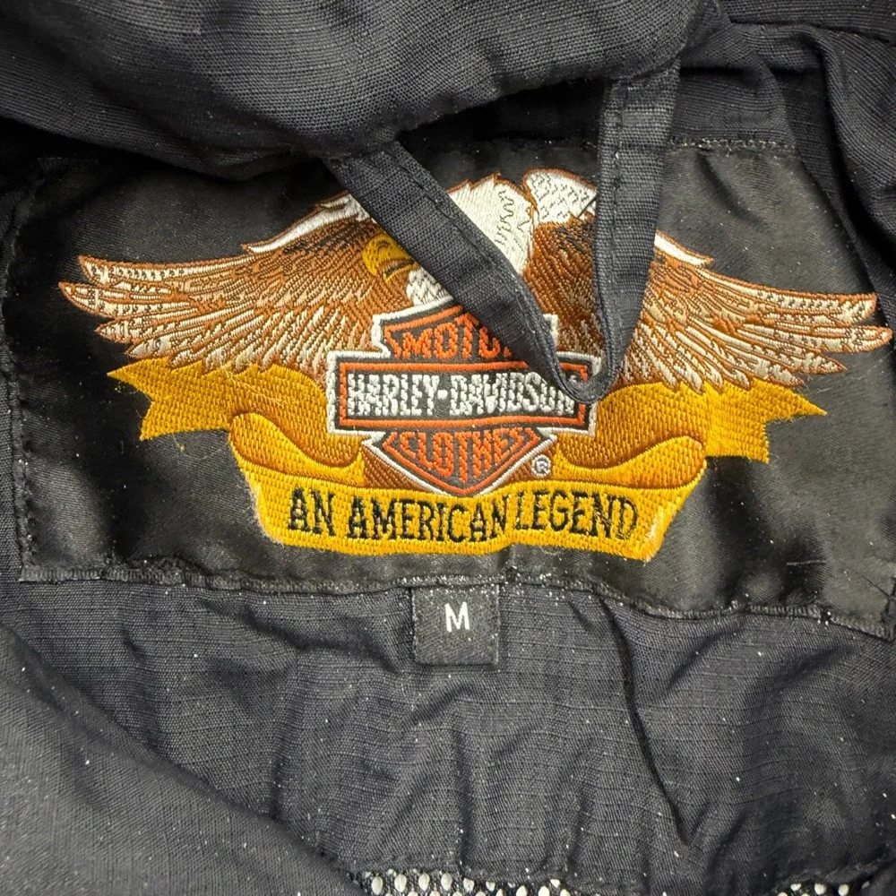 Harley-Davidson Mens Black Orange Ripstop Nylon Moto Jacket An American Legend M